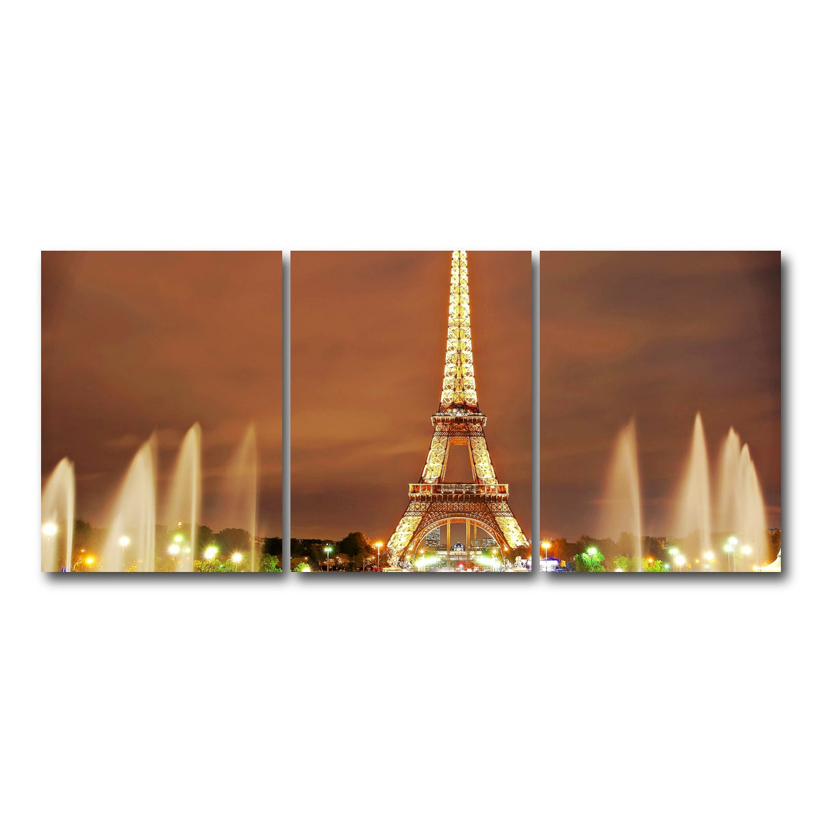 AUTO-MOCKUP WHITE | Eiffel Tower Paris | 3 Piece | Gallery Wrap Canvas | group=18x24
