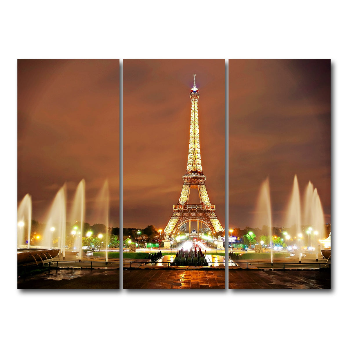 AUTO-MOCKUP WHITE | Eiffel Tower Paris | 3 Piece | Gallery Wrap Canvas | group=8x18