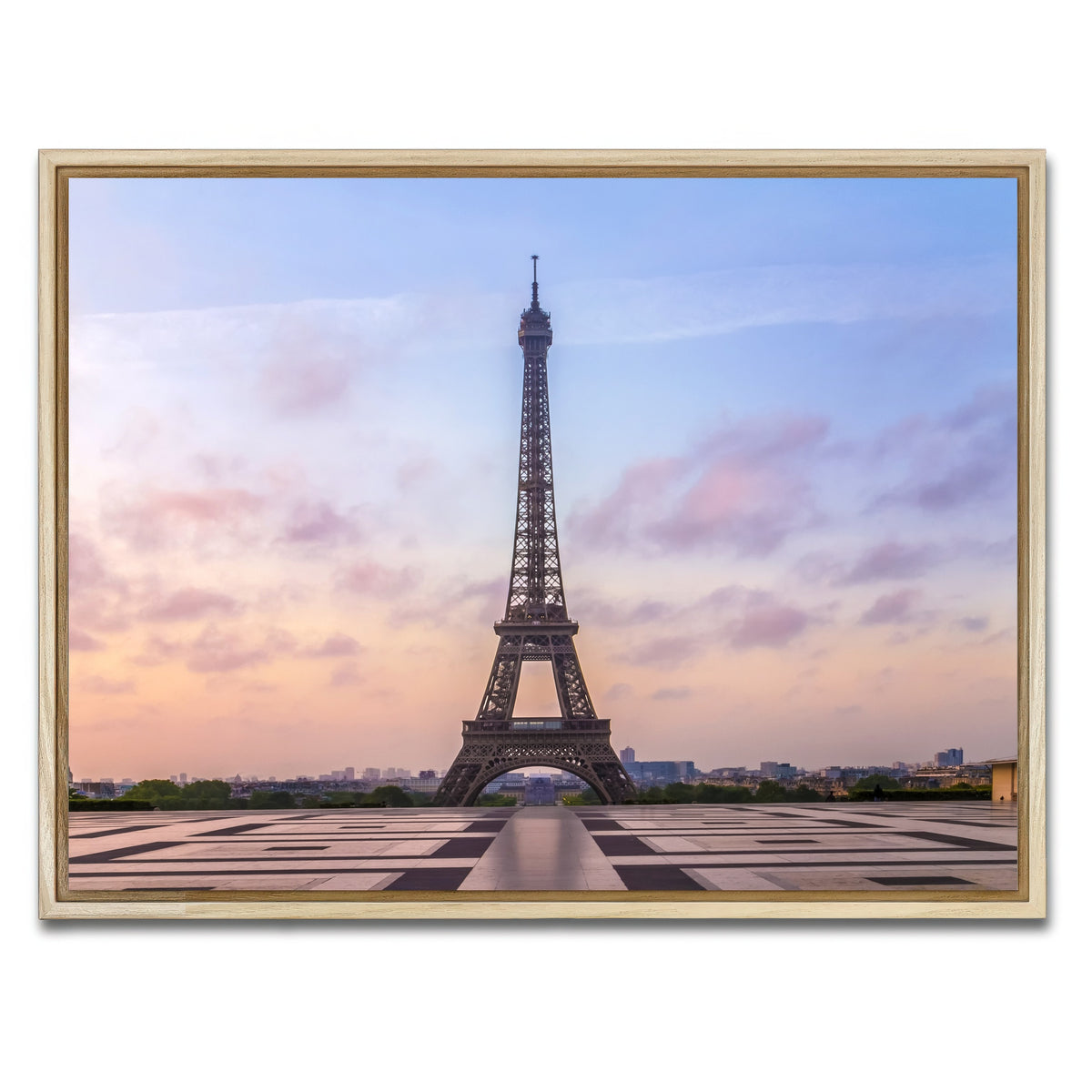 AUTO-MOCKUP WHITE | Eiffel Tower Sunrise | 1 Piece | Natural Framed Canvas | group=4x3