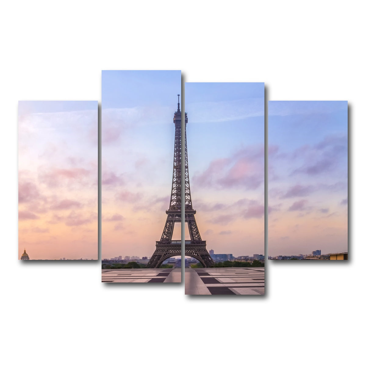 AUTO-MOCKUP WHITE | Eiffel Tower Sunrise | 4 Piece | Gallery Wrap Canvas | group=4_short