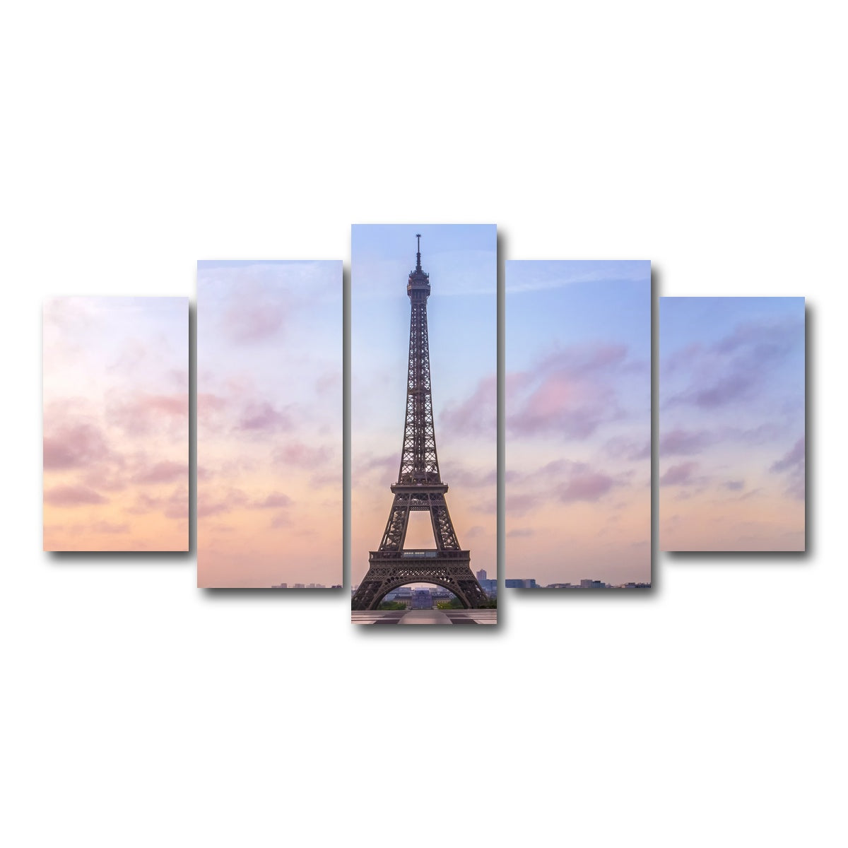 AUTO-MOCKUP WHITE | Eiffel Tower Sunrise | 5 Piece | Gallery Wrap Canvas | group=5_normal