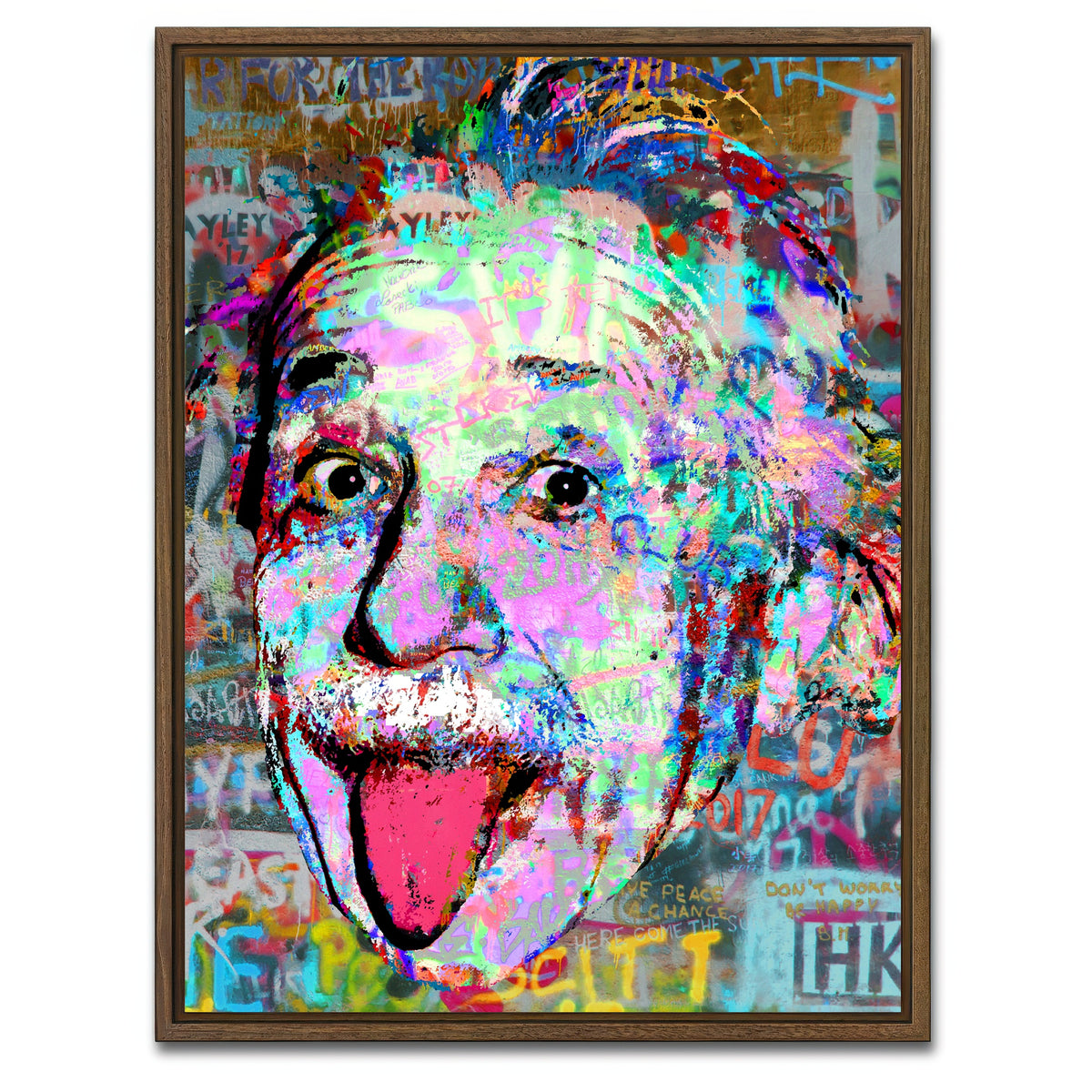 AUTO-MOCKUP WHITE | Einstein Heavy Graffiti | 1 Piece | Walnut Framed Canvas | group=3x4