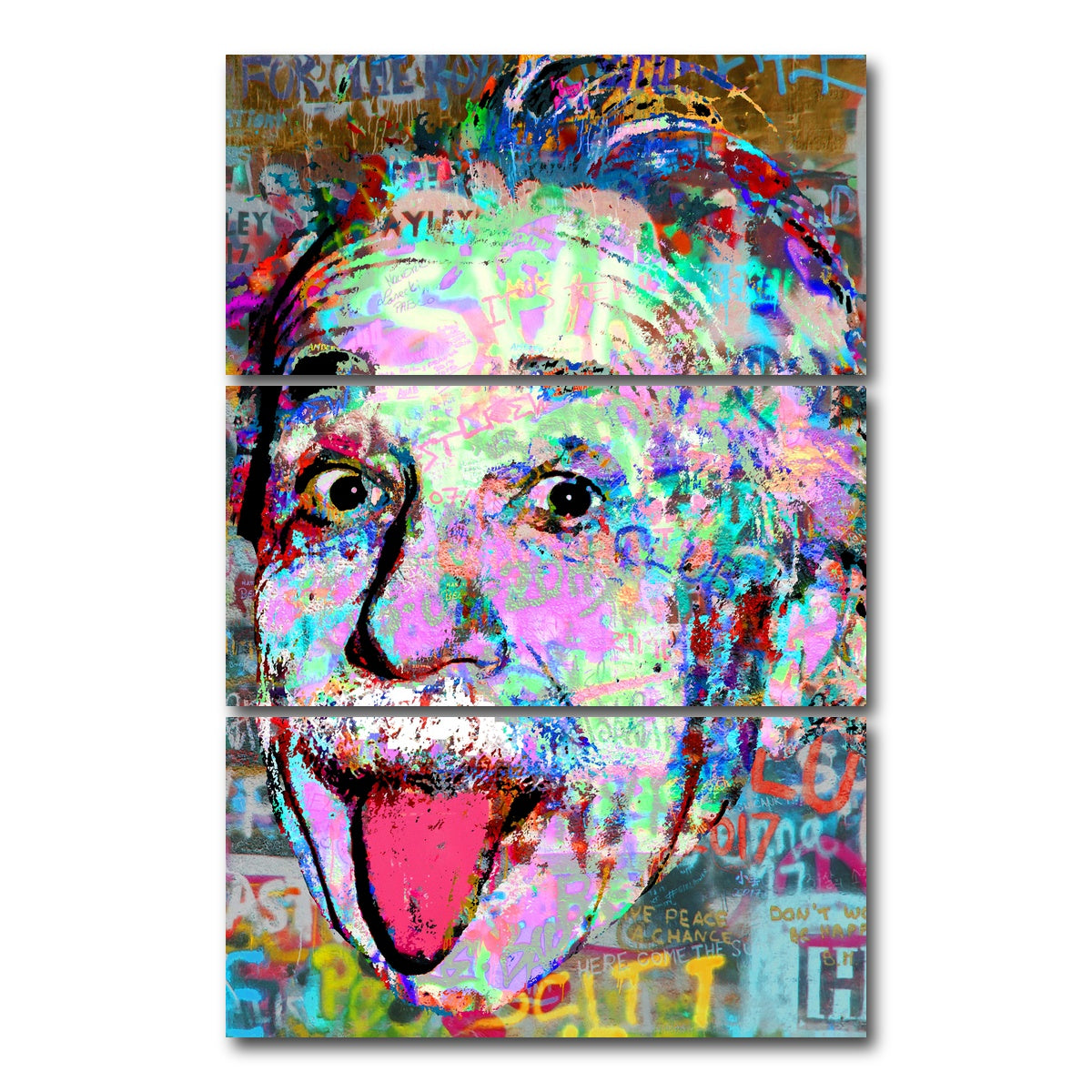 AUTO-MOCKUP WHITE | Einstein Heavy Graffiti | 3 Piece | Gallery Wrap Canvas | group=12x24_stacked