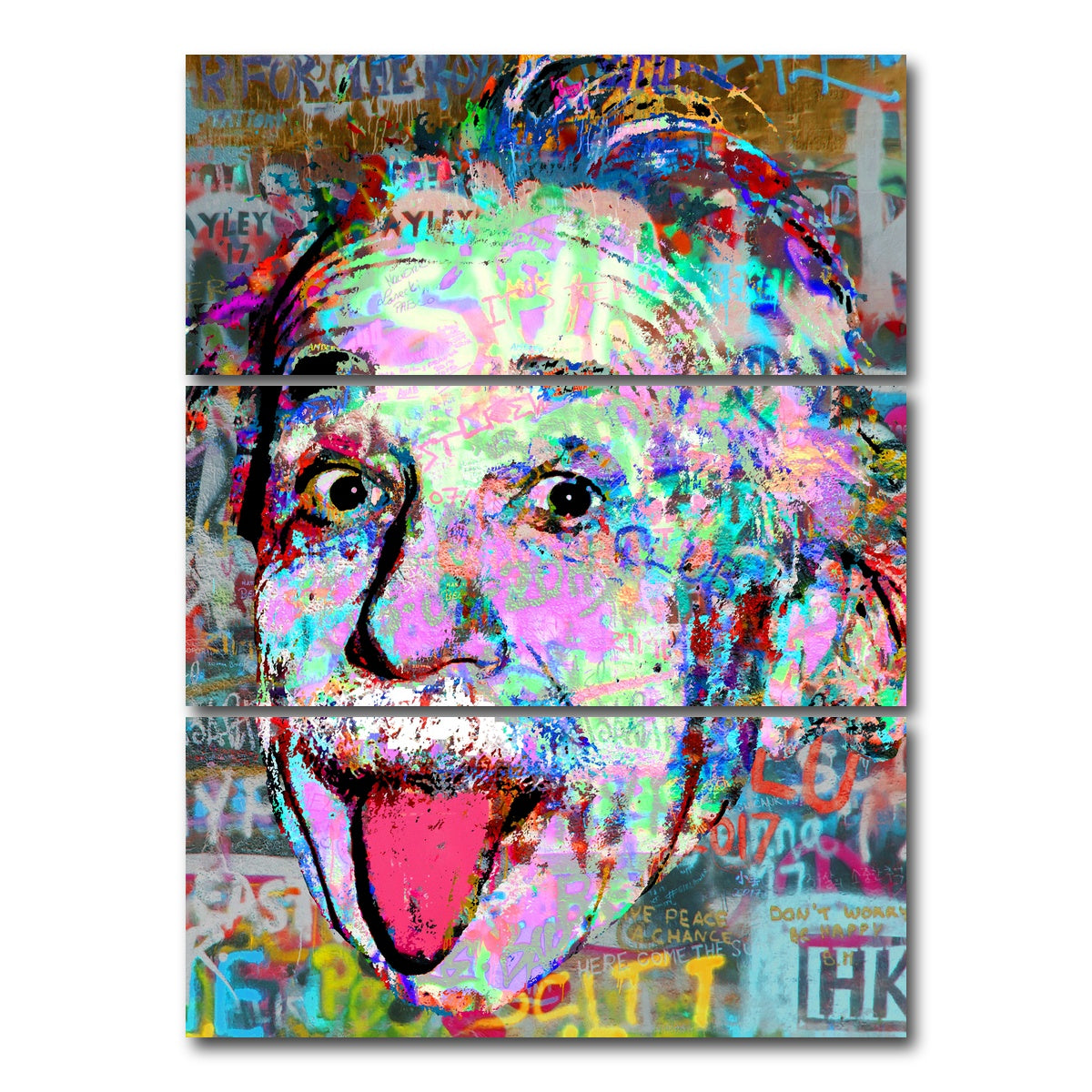 AUTO-MOCKUP WHITE | Einstein Heavy Graffiti | 3 Piece | Gallery Wrap Canvas | group=8x18_stacked