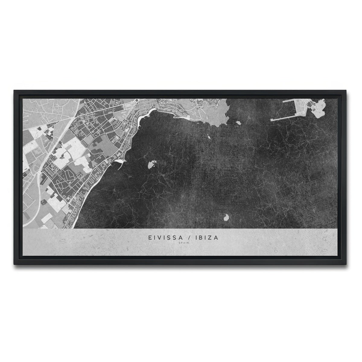 AUTO-MOCKUP WHITE | Eivissa Map 2 | 1 Piece | Black Framed Canvas | group=2x1