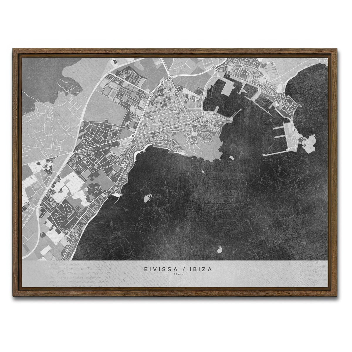 AUTO-MOCKUP WHITE | Eivissa Map 2 | 1 Piece | Walnut Framed Canvas | group=4x3