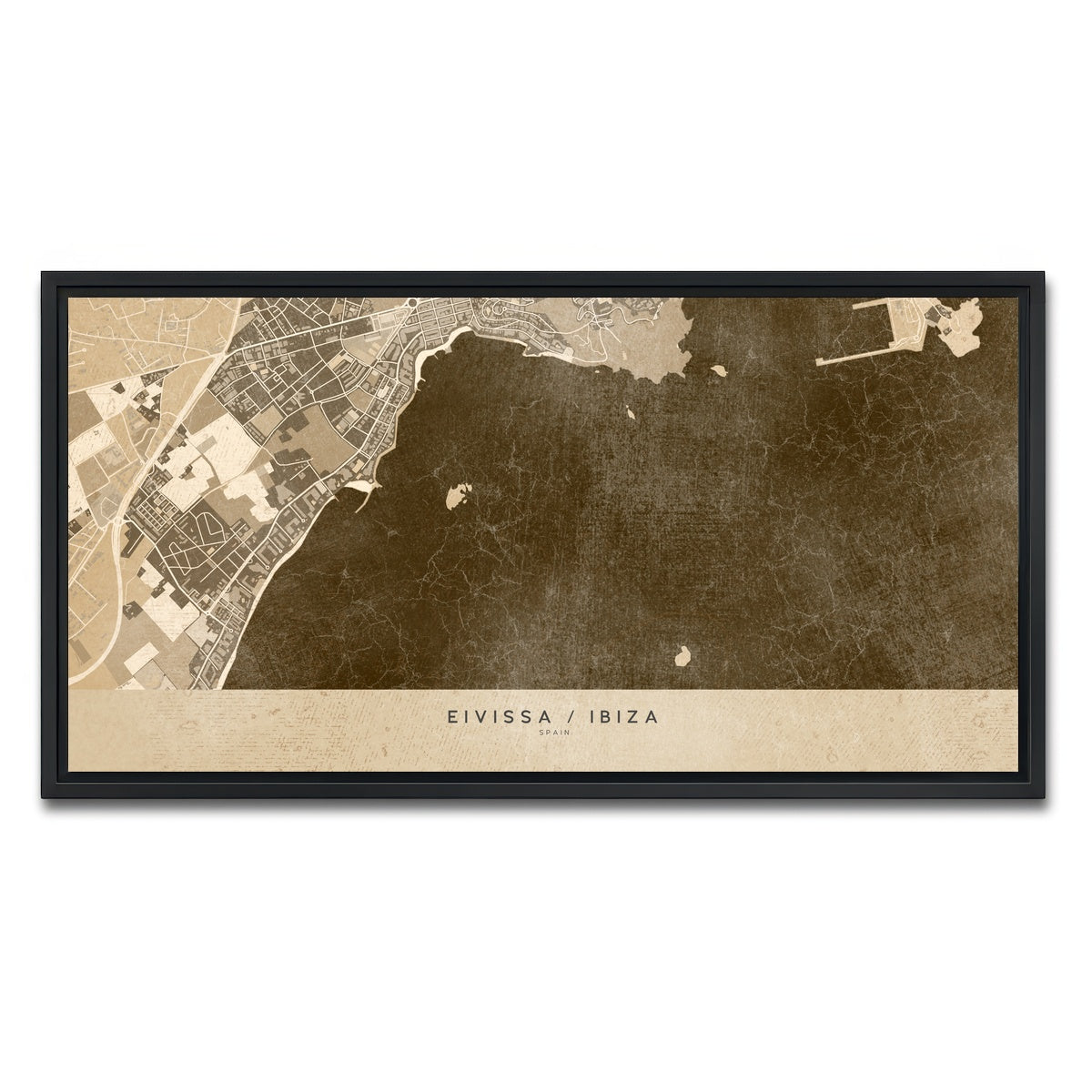 AUTO-MOCKUP WHITE | Eivissa Map | 1 Piece | Black Framed Canvas | group=2x1