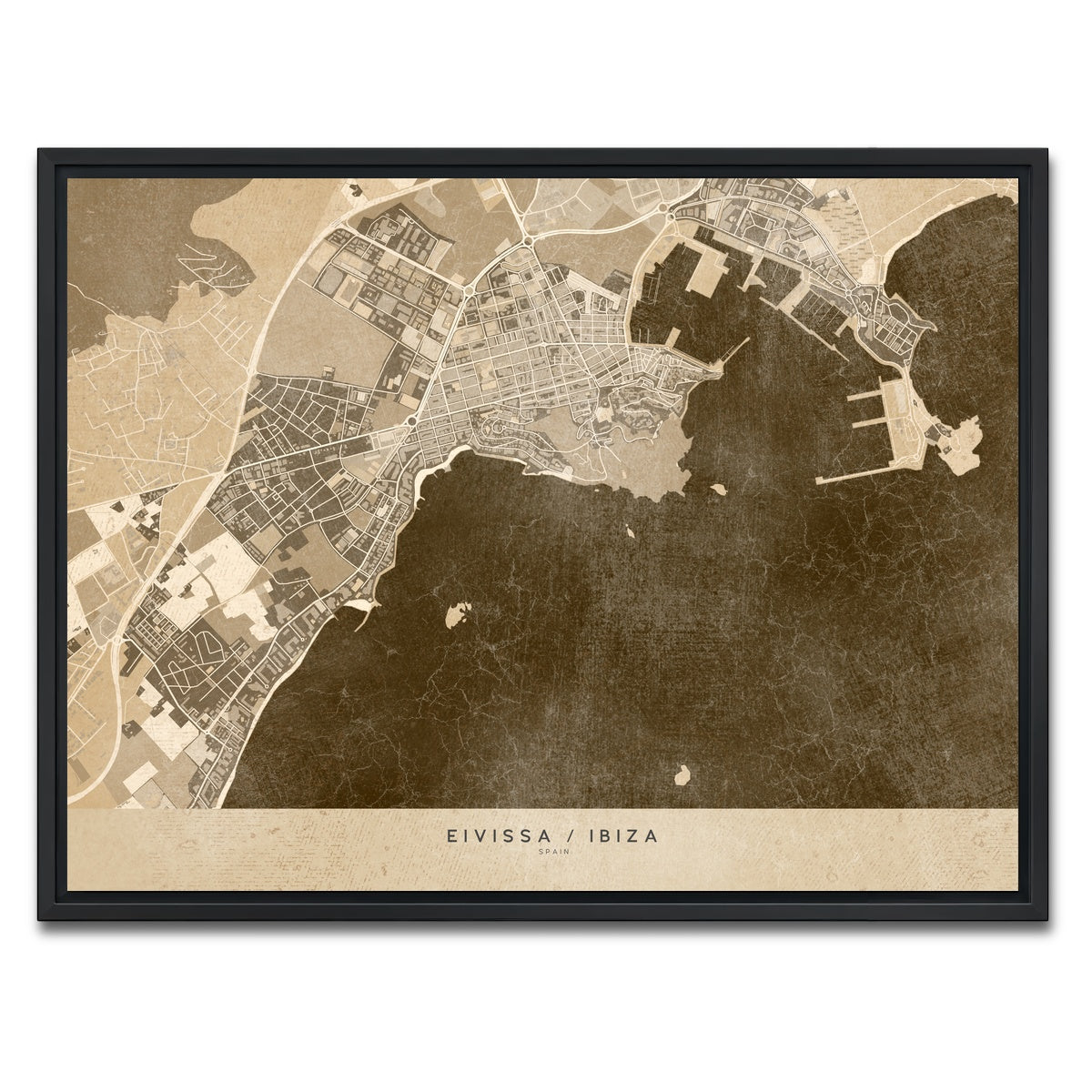AUTO-MOCKUP WHITE | Eivissa Map | 1 Piece | Black Framed Canvas | group=4x3