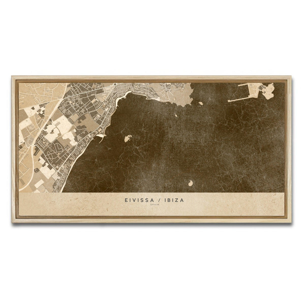 AUTO-MOCKUP WHITE | Eivissa Map | 1 Piece | Natural Framed Canvas | group=2x1