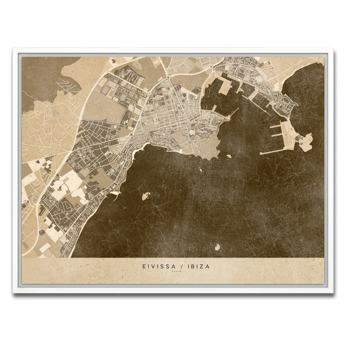 AUTO-MOCKUP WHITE | Eivissa Map | 1 Piece | White Framed Canvas | group=4x3