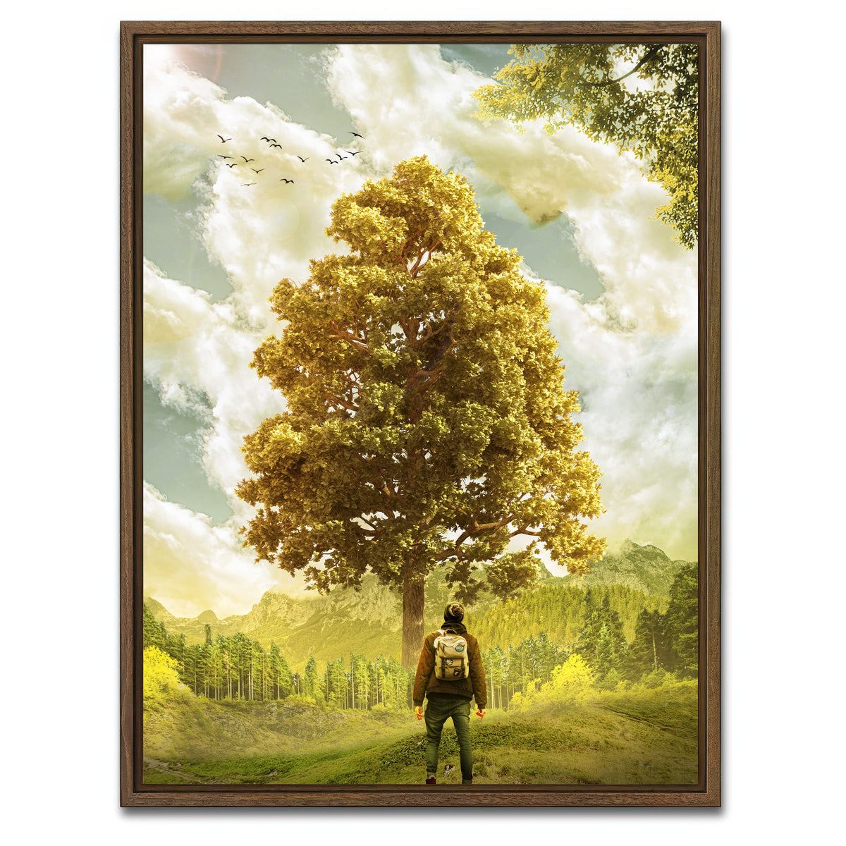 AUTO-MOCKUP WHITE | Elder Man | 1 Piece | Walnut Framed Canvas | group=3x4