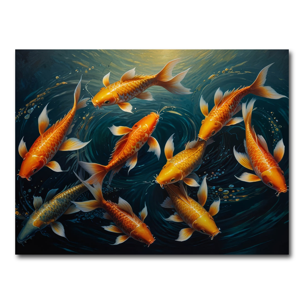 AUTO-MOCKUP WHITE | Elegant Koi Fish Swimming | 1 Piece | Gallery Wrap Canvas | group=4x3