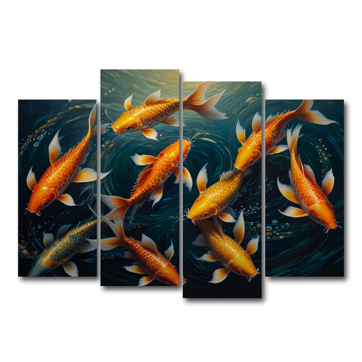 AUTO-MOCKUP WHITE | Elegant Koi Fish Swimming | 4 Piece | Gallery Wrap Canvas | group=4_normal