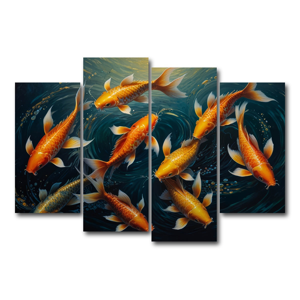 AUTO-MOCKUP WHITE | Elegant Koi Fish Swimming | 4 Piece | Gallery Wrap Canvas | group=4_short
