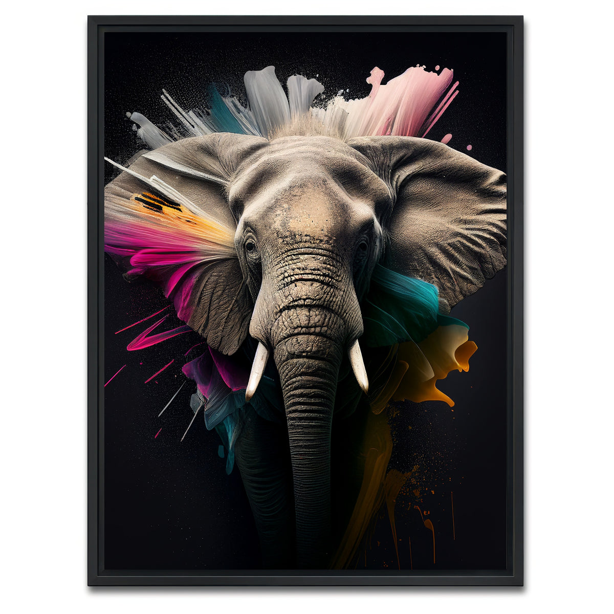 AUTO-MOCKUP WHITE | Elephant Portrait | 1 Piece | Black Framed Canvas | group=3x4