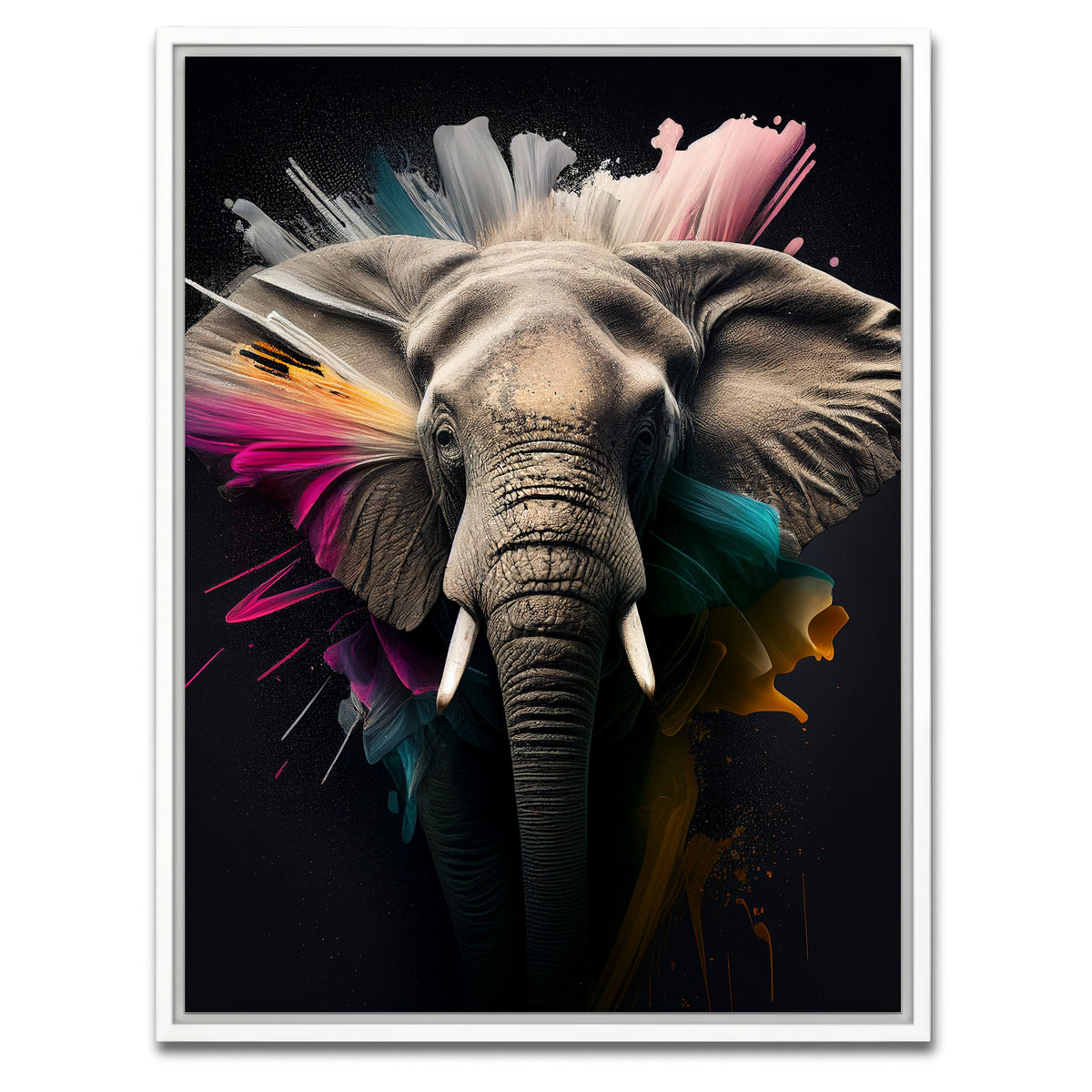 AUTO-MOCKUP WHITE | Elephant Portrait | 1 Piece | White Framed Canvas | group=3x4