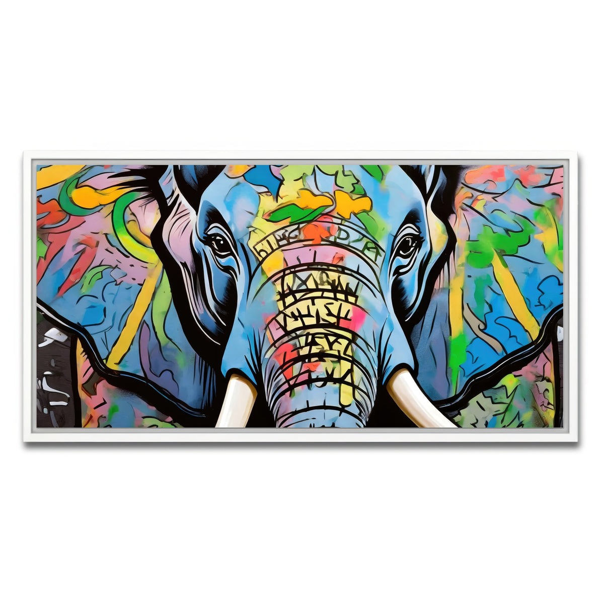 AUTO-MOCKUP WHITE | Elephant in Color | 1 Piece | White Framed Canvas | group=2x1