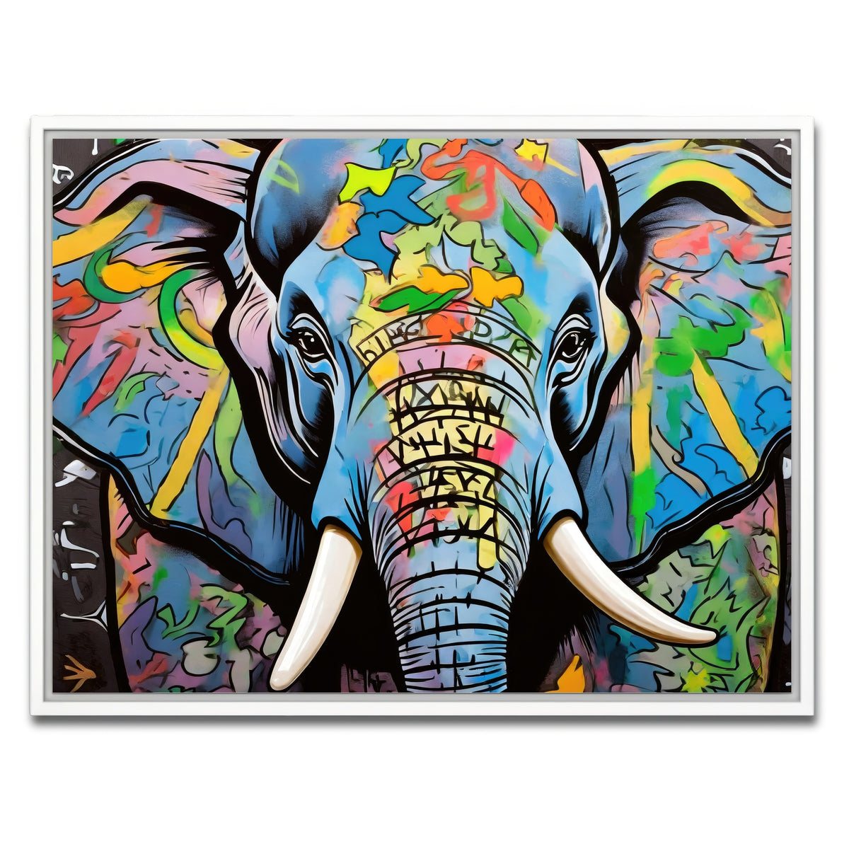 AUTO-MOCKUP WHITE | Elephant in Color | 1 Piece | White Framed Canvas | group=4x3