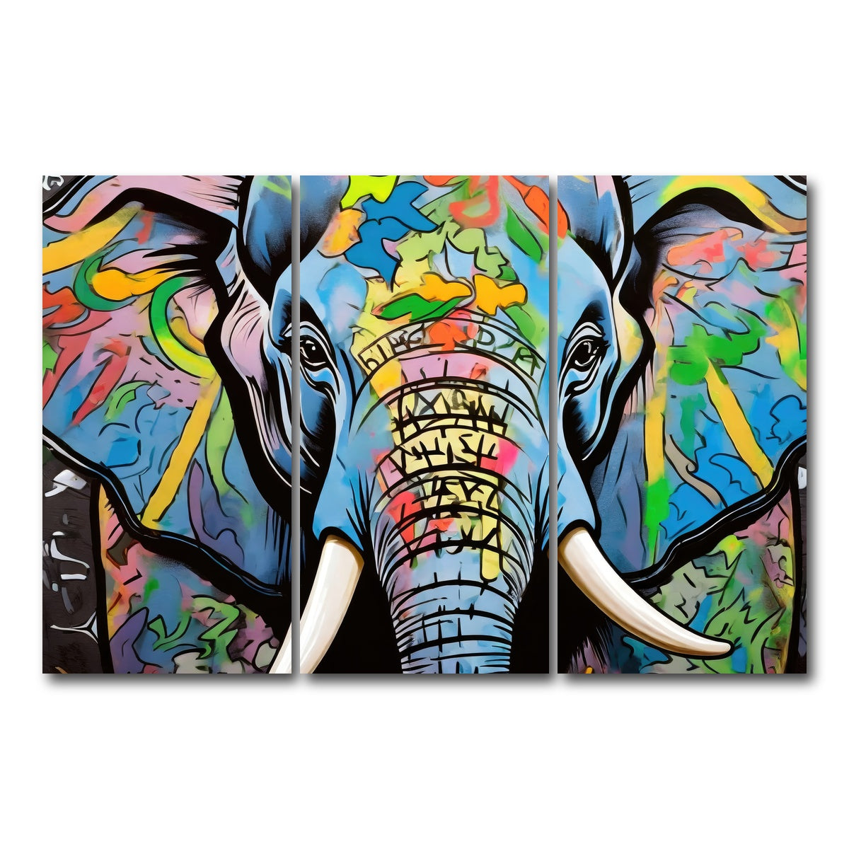 AUTO-MOCKUP WHITE | Elephant in Color | 3 Piece | Gallery Wrap Canvas | group=12x24