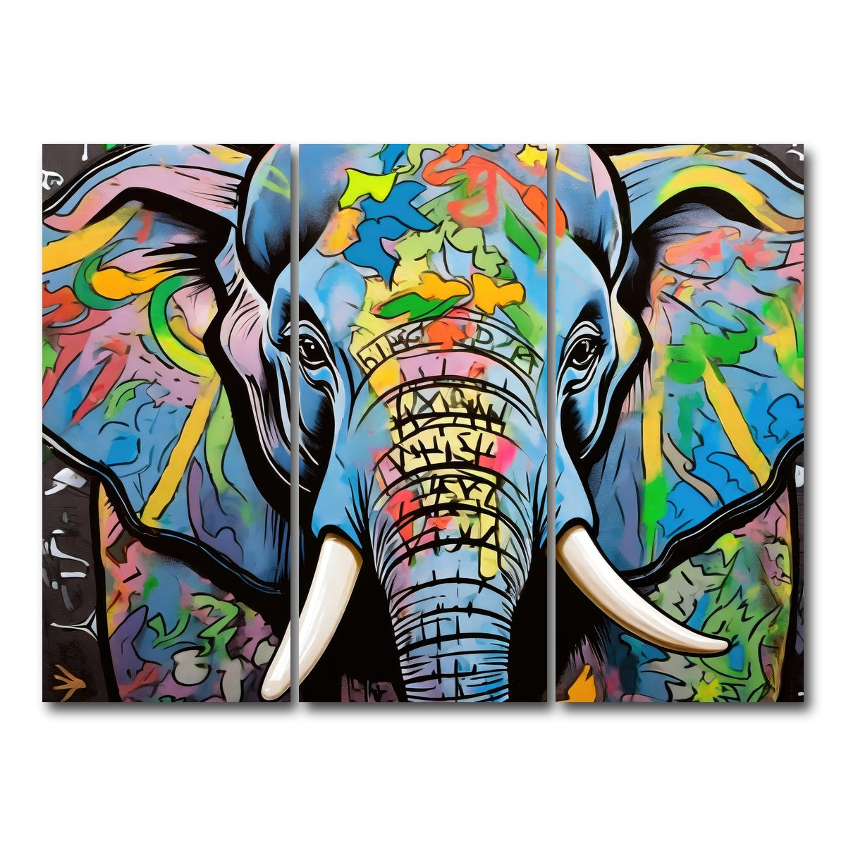 AUTO-MOCKUP WHITE | Elephant in Color | 3 Piece | Gallery Wrap Canvas | group=8x18