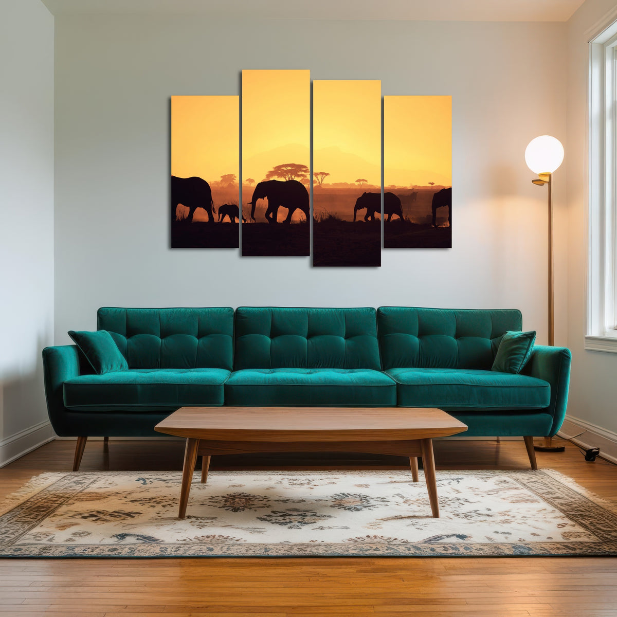 AUTO-MOCKUP ROOM | Elephants Walking Wall Art