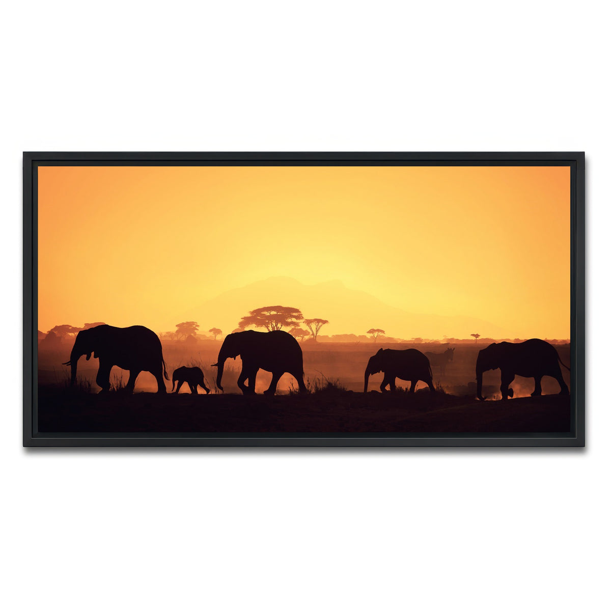 AUTO-MOCKUP WHITE | Elephants Walking Wall Art | 1 Piece | Black Frame | group=2x1