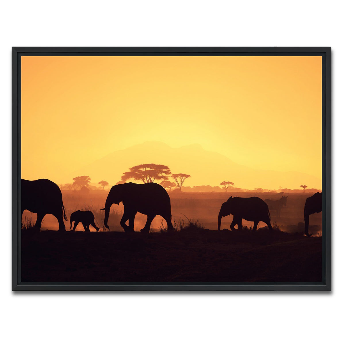 AUTO-MOCKUP WHITE | Elephants Walking Wall Art | 1 Piece | Black Frame | group=4x3