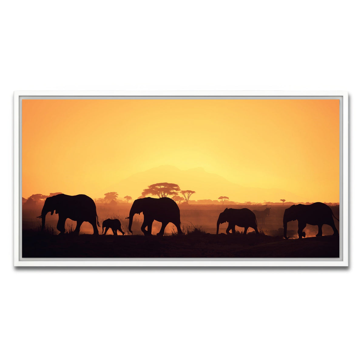 AUTO-MOCKUP WHITE | Elephants Walking Wall Art | 1 Piece | White Frame | group=2x1