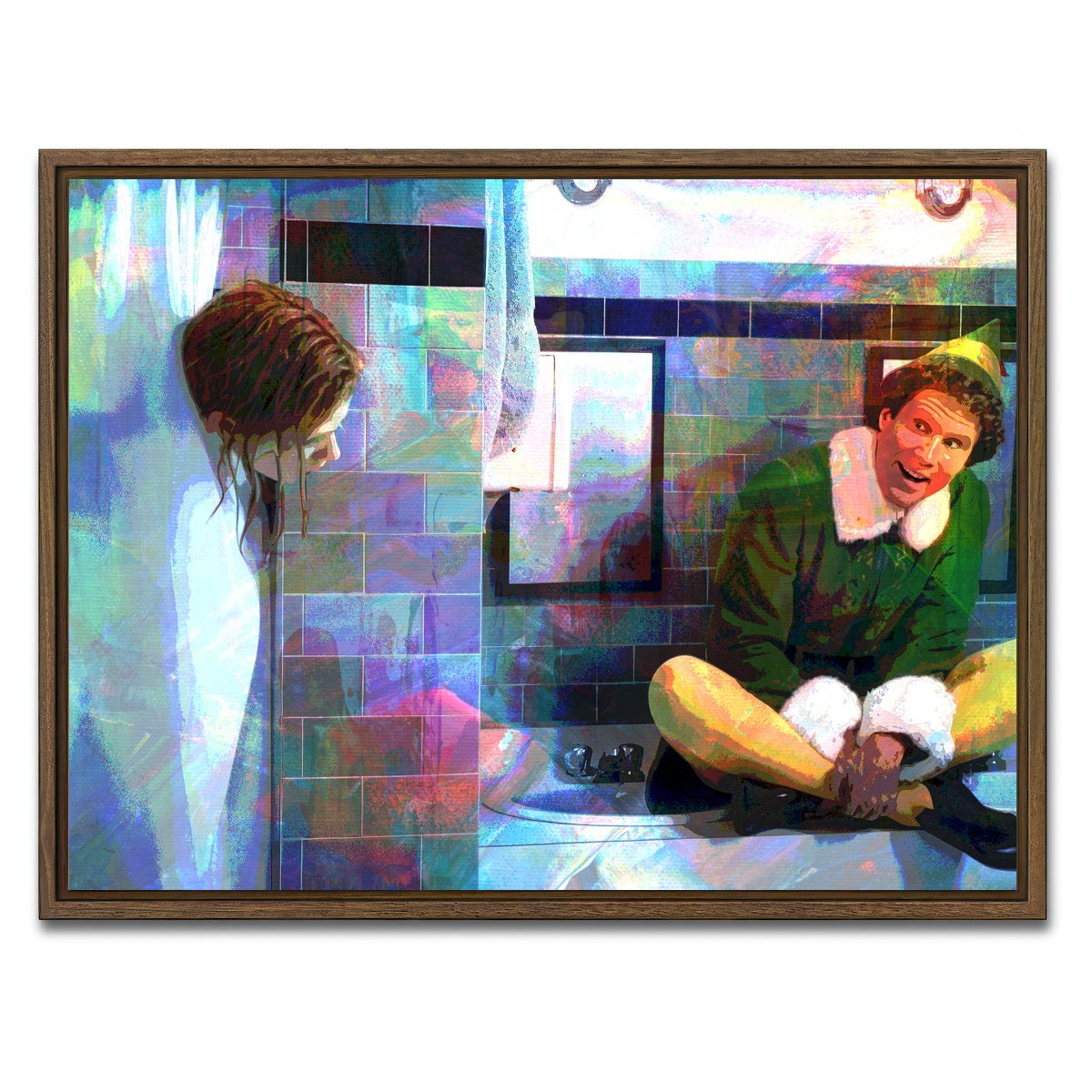 AUTO-MOCKUP WHITE | Elf - Jovie Showering | 1 Piece | Walnut Framed Canvas | group=4x3