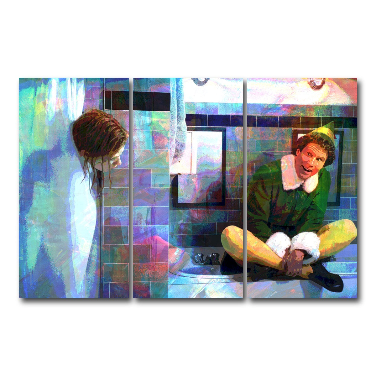 AUTO-MOCKUP WHITE | Elf - Jovie Showering | 3 Piece | Gallery Wrap Canvas | group=12x24