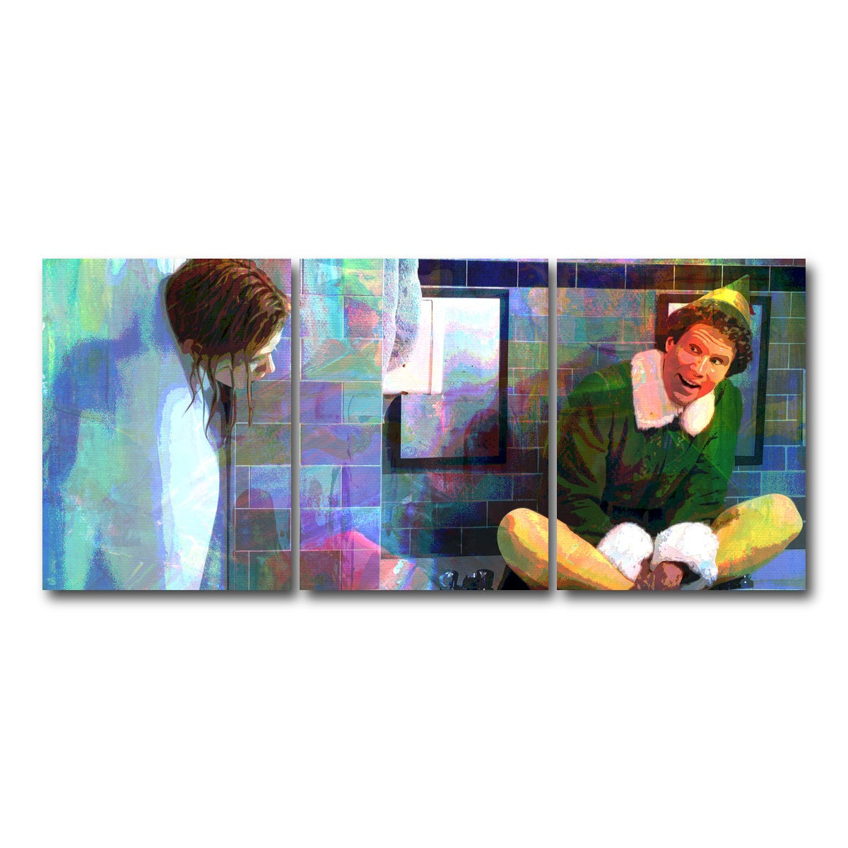 AUTO-MOCKUP WHITE | Elf - Jovie Showering | 3 Piece | Gallery Wrap Canvas | group=18x24