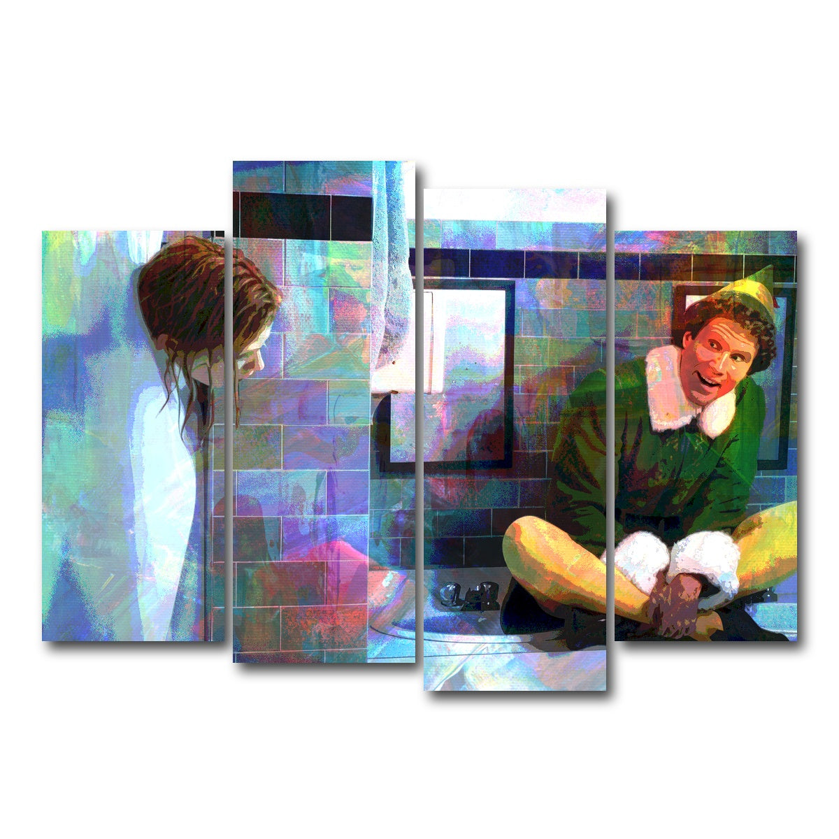 AUTO-MOCKUP WHITE | Elf - Jovie Showering | 4 Piece | Gallery Wrap Canvas | group=4_normal