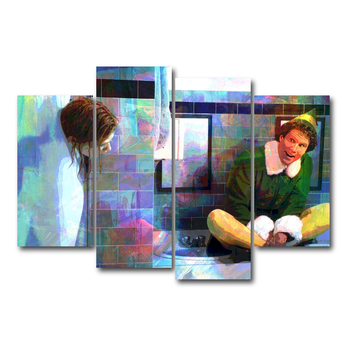 AUTO-MOCKUP WHITE | Elf - Jovie Showering | 4 Piece | Gallery Wrap Canvas | group=4_short