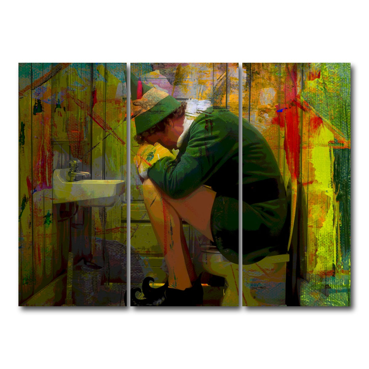 AUTO-MOCKUP WHITE | Elf Bathroom | 3 Piece | Gallery Wrap Canvas | group=8x18