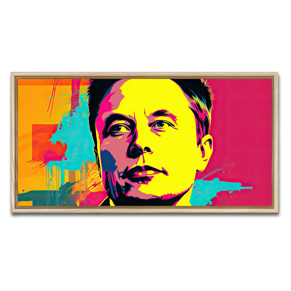 AUTO-MOCKUP WHITE | Elon - Warhol | 1 Piece | Natural Framed Canvas | group=2x1