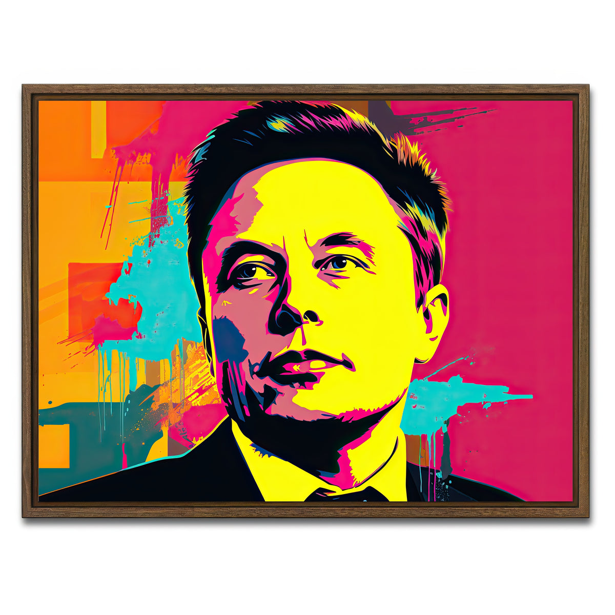 AUTO-MOCKUP WHITE | Elon - Warhol | 1 Piece | Walnut Framed Canvas | group=4x3