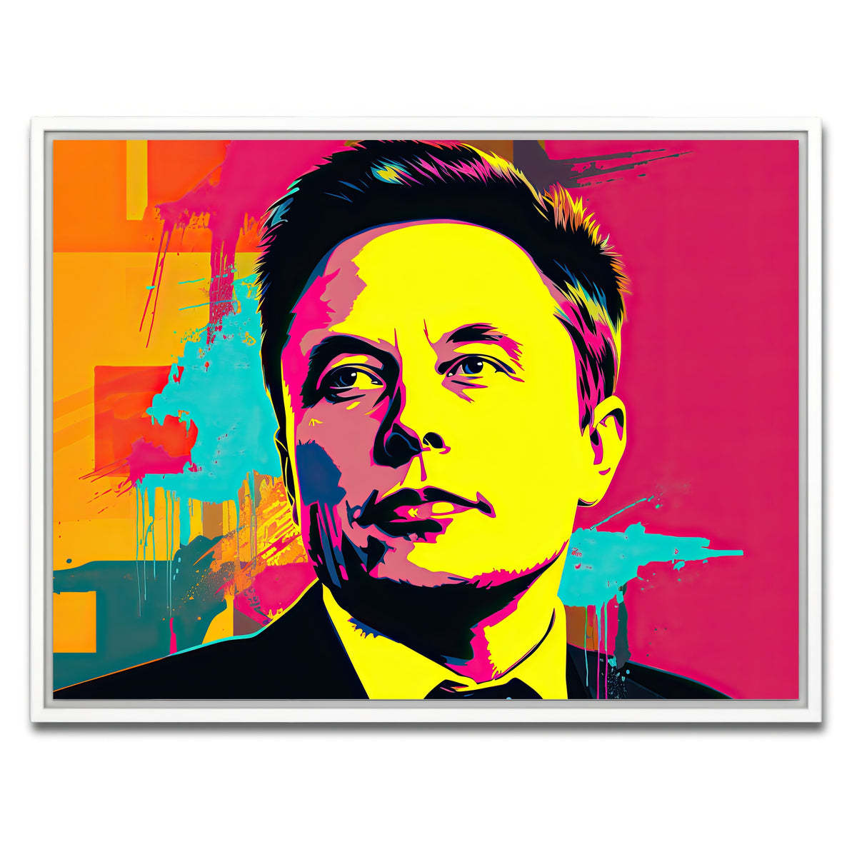 AUTO-MOCKUP WHITE | Elon - Warhol | 1 Piece | White Framed Canvas | group=4x3