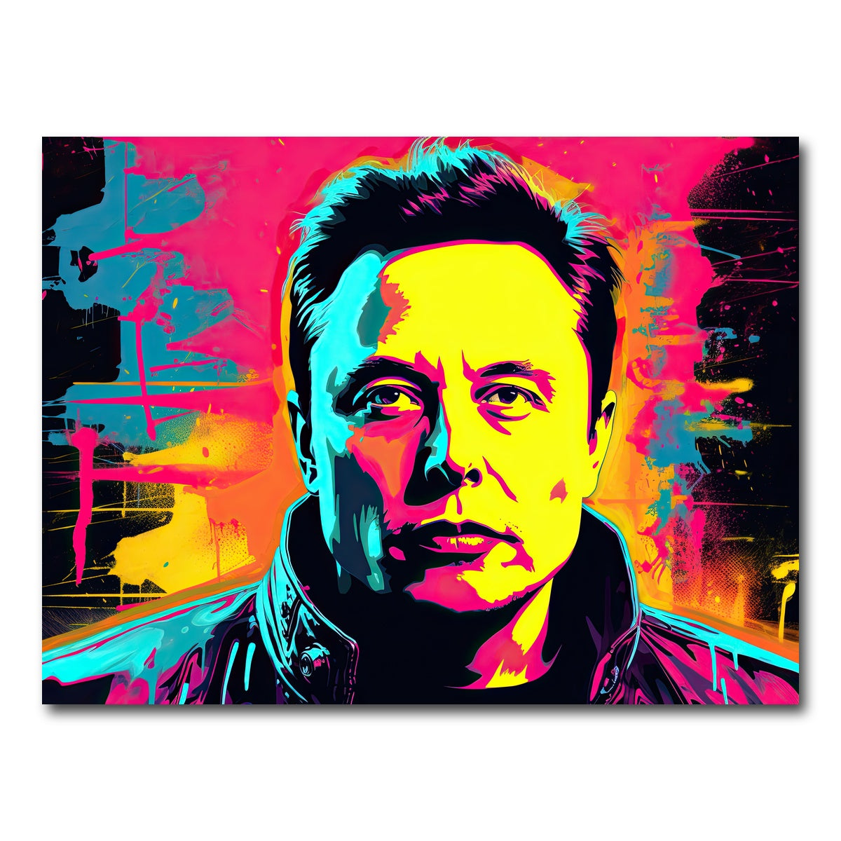 AUTO-MOCKUP WHITE | Elon Musk Warhol Style | 1 Piece | Gallery Wrap Canvas | group=4x3