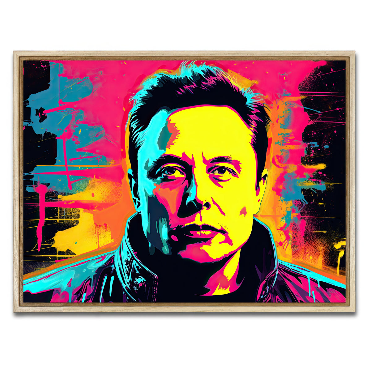 AUTO-MOCKUP WHITE | Elon Musk Warhol Style | 1 Piece | Natural Framed Canvas | group=4x3