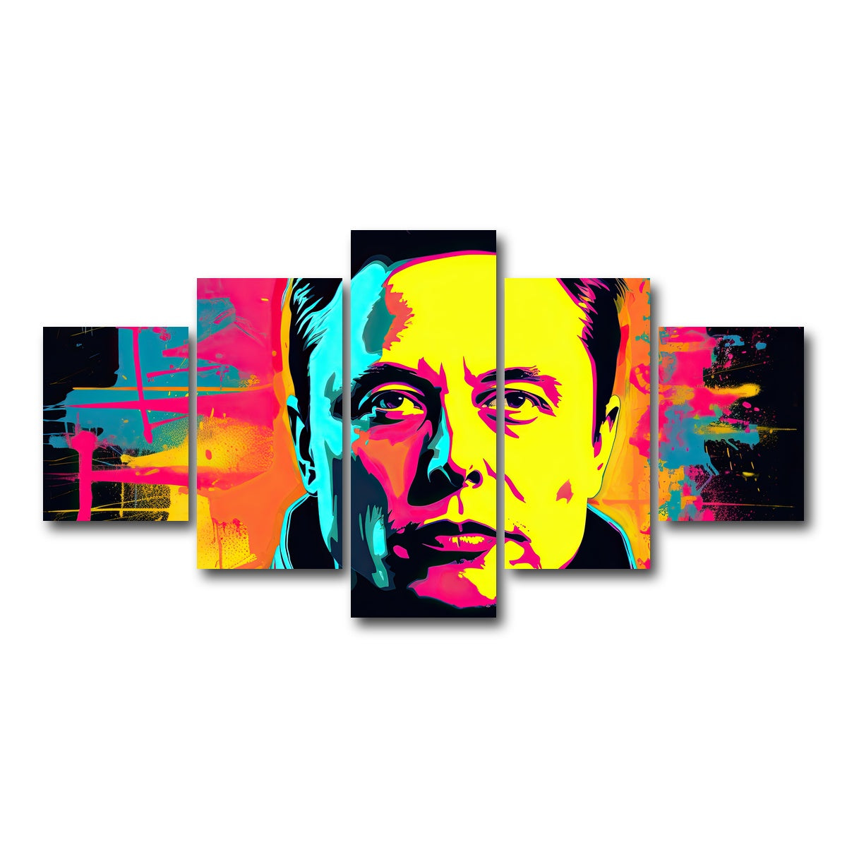 AUTO-MOCKUP WHITE | Elon Musk Warhol Style | 5 Piece | Gallery Wrap Canvas | group=5_short