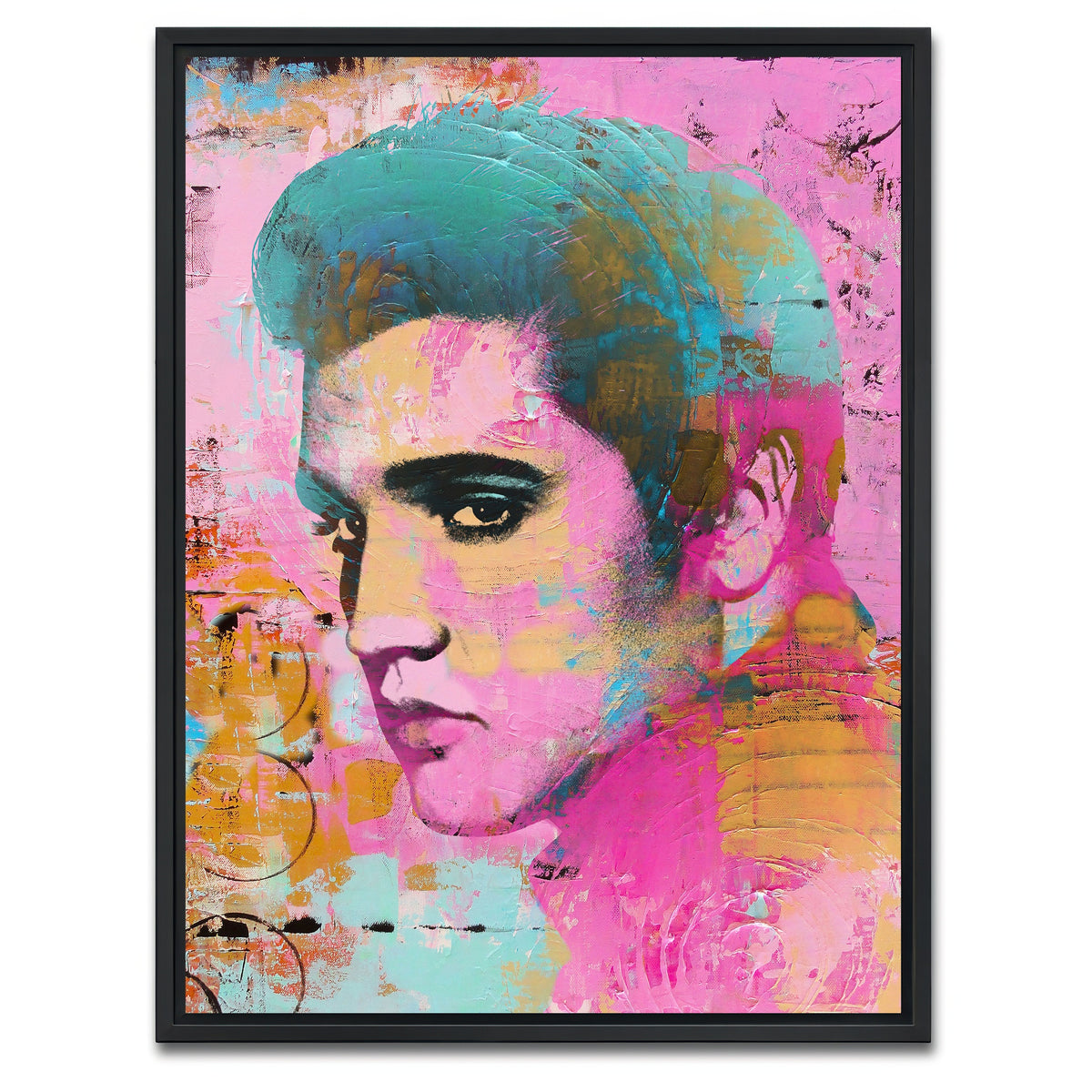 AUTO-MOCKUP WHITE | Elvis Pink | 1 Piece | Black Framed Canvas | group=3x4