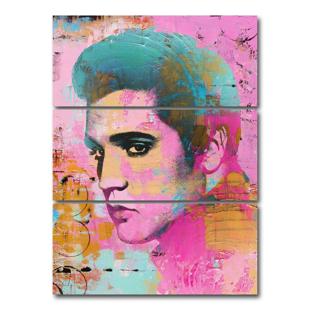 AUTO-MOCKUP WHITE | Elvis Pink | 3 Piece | Gallery Wrap Canvas | group=8x18_stacked