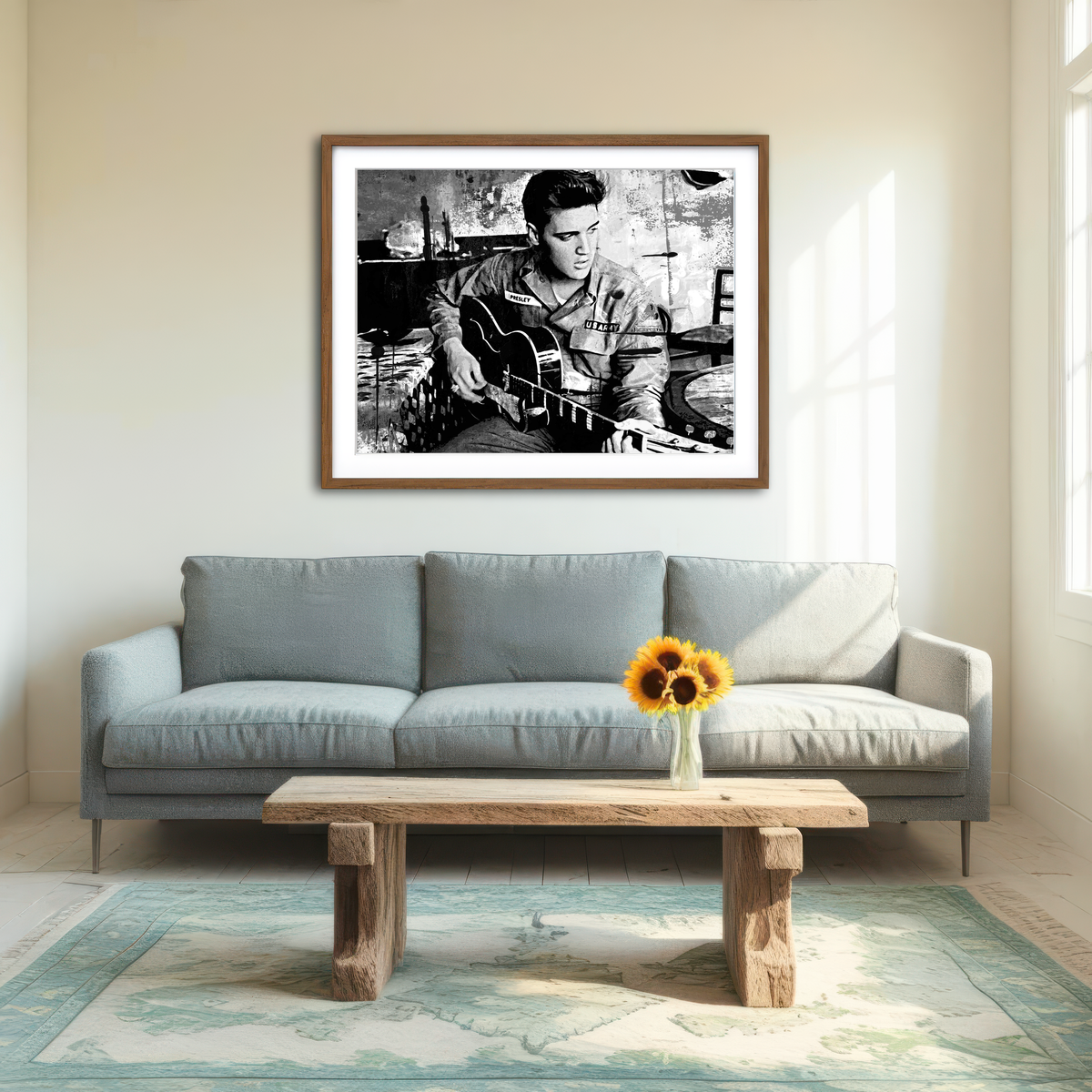 AUTO-MOCKUP ROOM | Elvis Presley Grayscale Wall Art