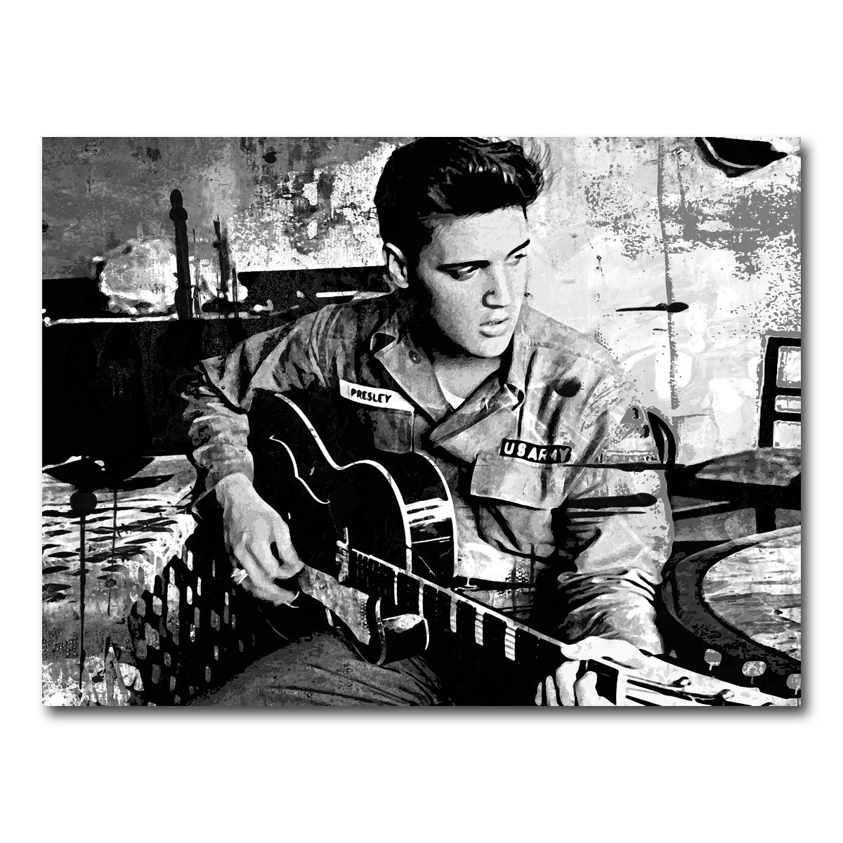 AUTO-MOCKUP WHITE | Elvis Presley Grayscale | 1 Piece | Gallery Wrap Canvas | group=4x3