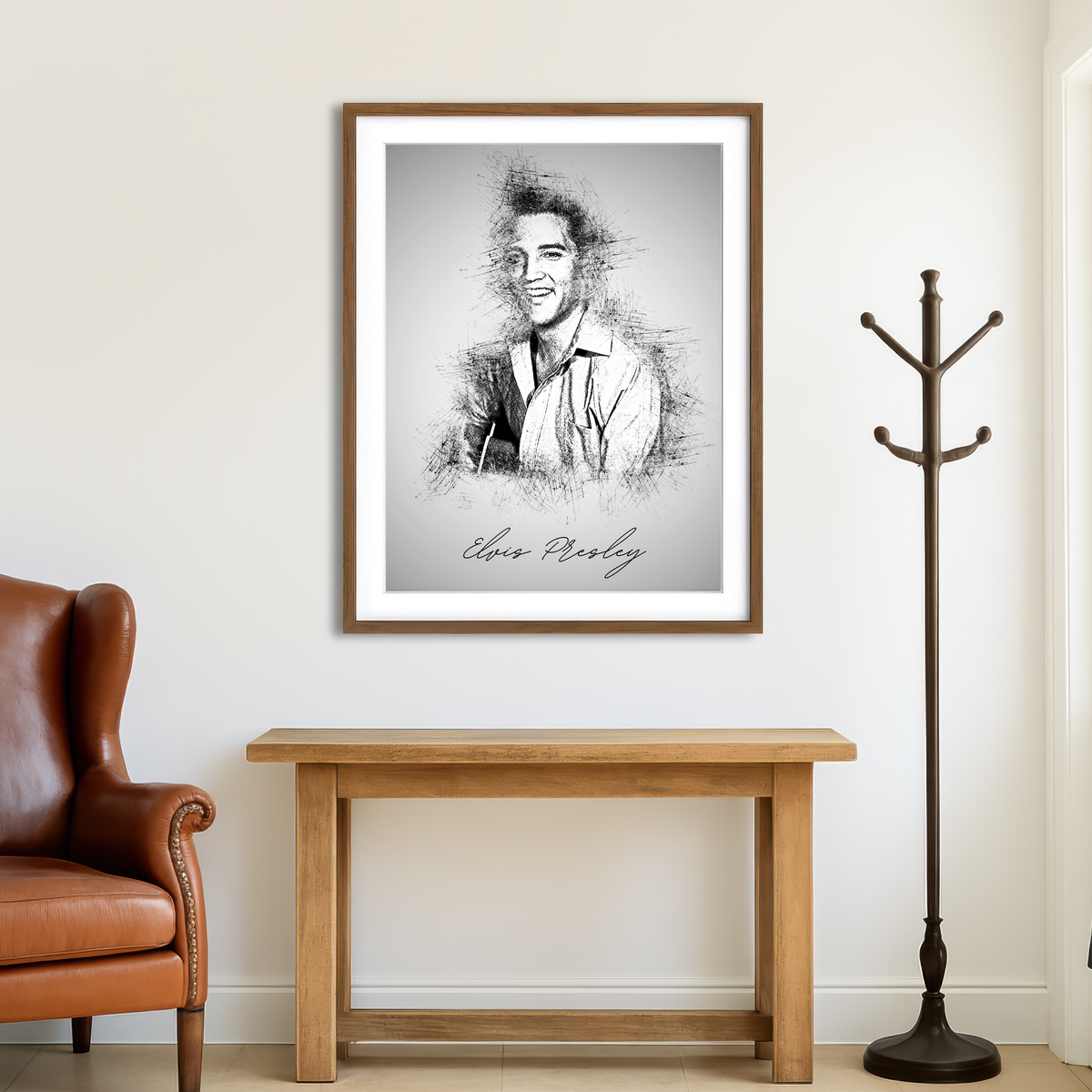 AUTO-MOCKUP ROOM | Elvis Presley Sketch Wall Art