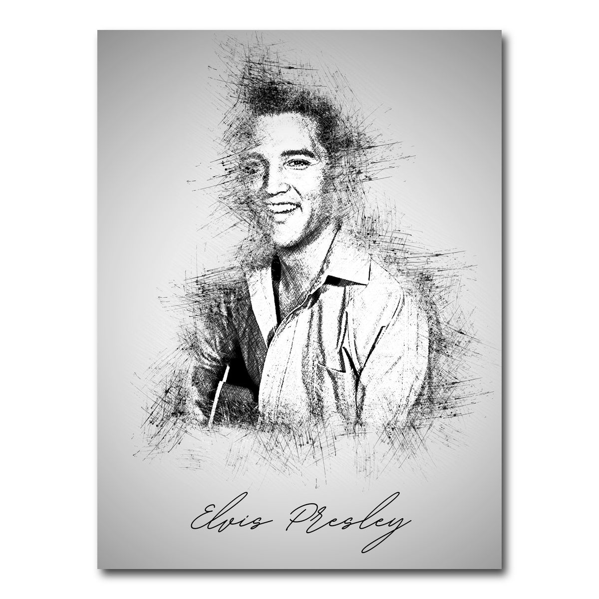 AUTO-MOCKUP WHITE | Elvis Presley Sketch | 1 Piece | Gallery Wrap Canvas | group=3x4