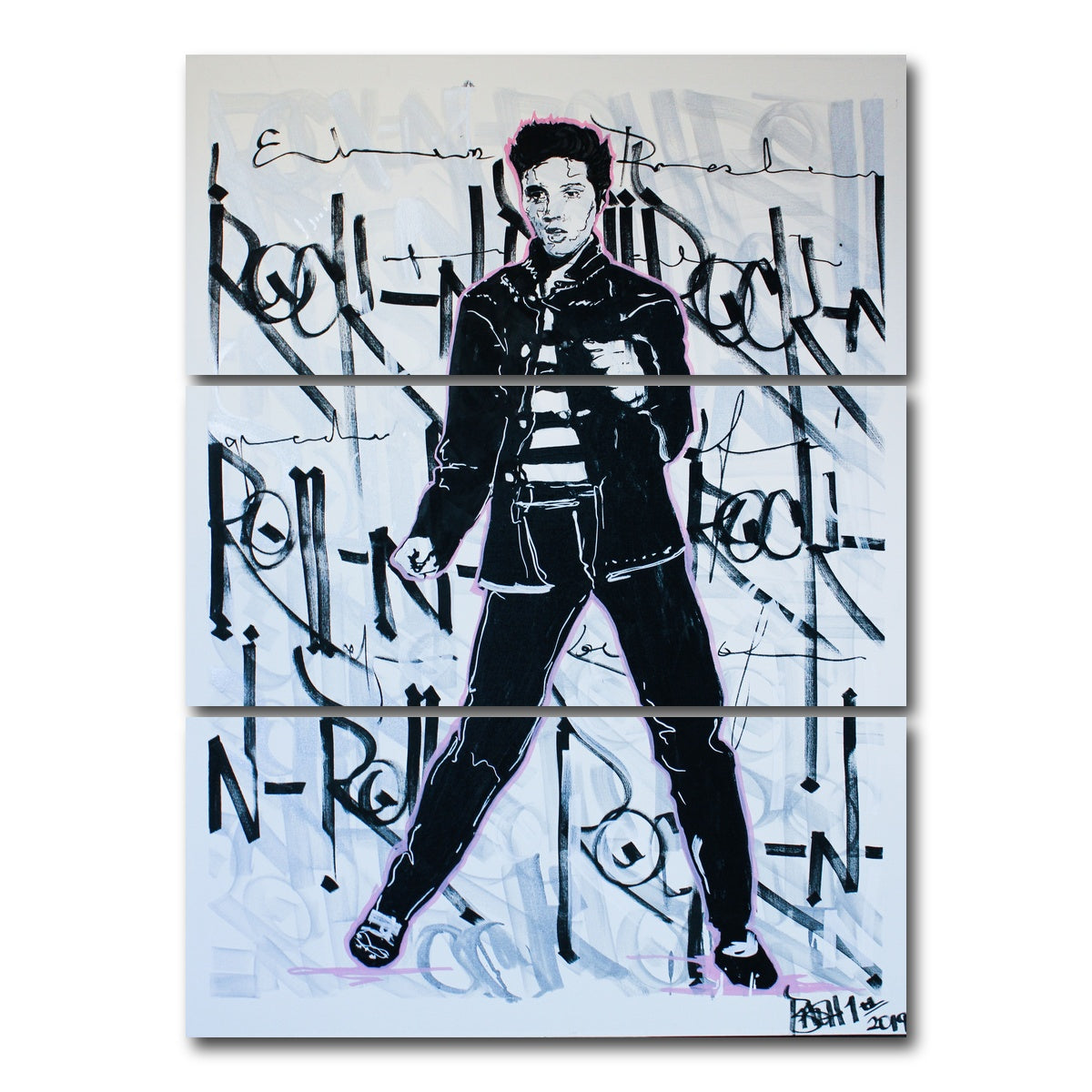 AUTO-MOCKUP WHITE | Elvis | 3 Piece | Gallery Wrap Canvas | group=8x18_stacked