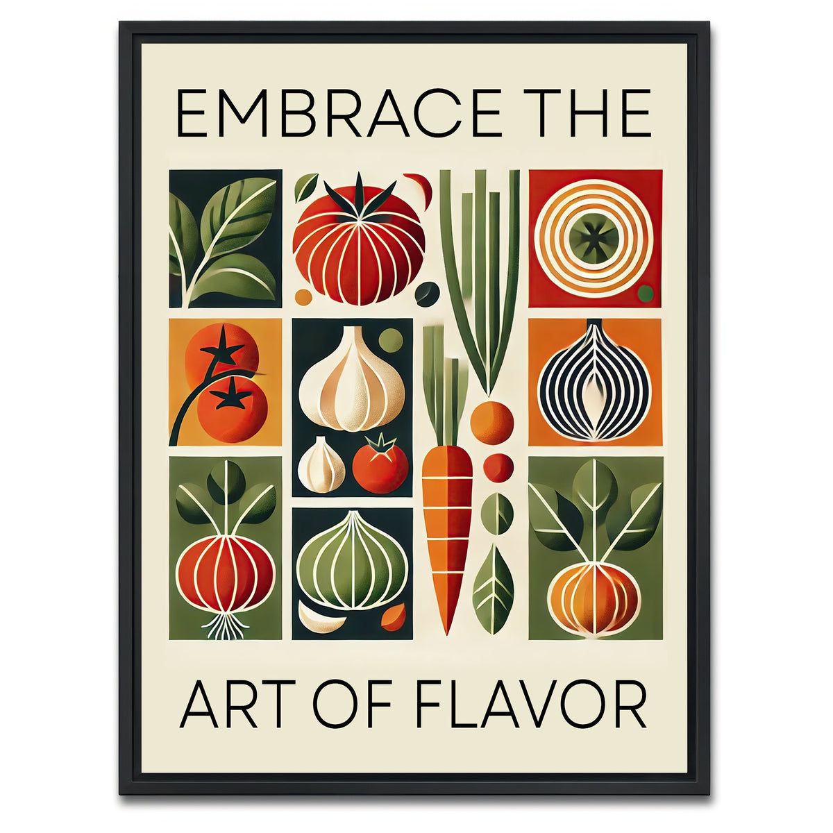 AUTO-MOCKUP WHITE | Embrace the art of flavor | 1 Piece | Black Framed Canvas | group=3x4