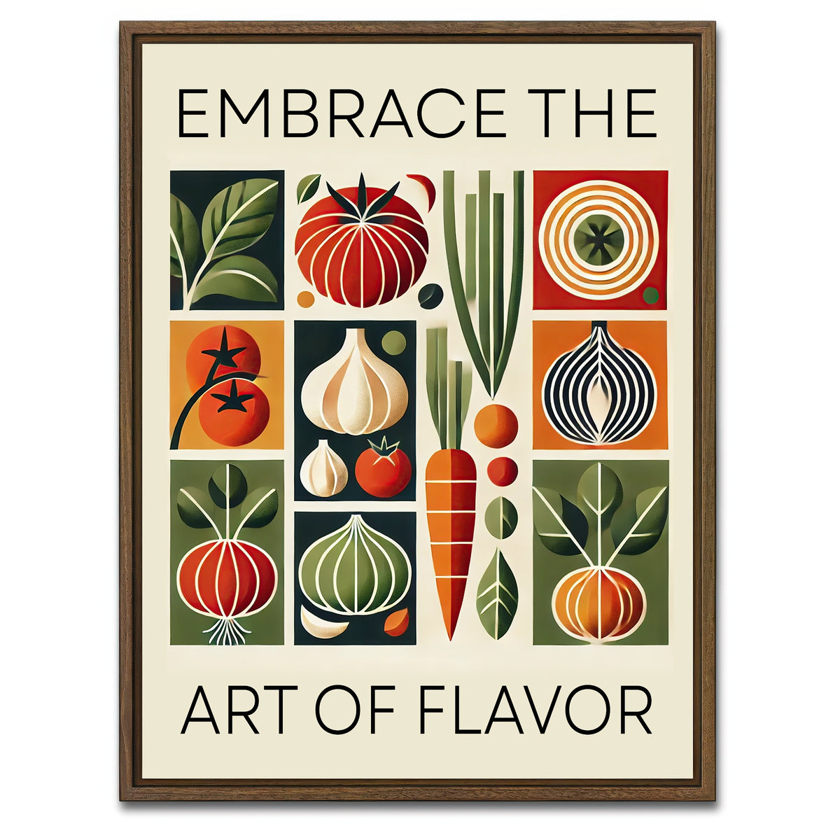 AUTO-MOCKUP WHITE | Embrace the art of flavor | 1 Piece | Walnut Framed Canvas | group=3x4