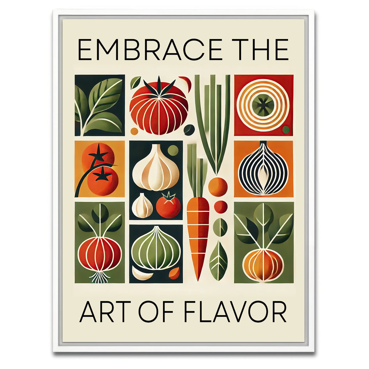 AUTO-MOCKUP WHITE | Embrace the art of flavor | 1 Piece | White Framed Canvas | group=3x4